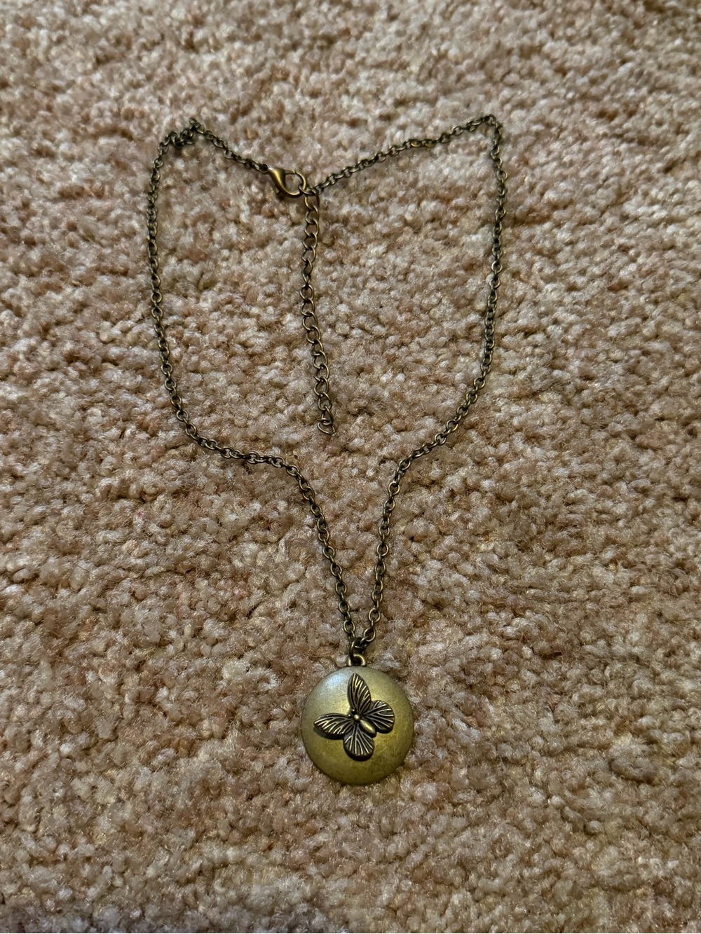 Antique Brass Butterfly Locket Necklace - Women Jewelry
